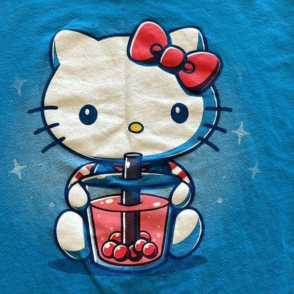 Boba Hello Kitty Official Sanrio blue Tee USA Shirt women's size medium - Picture 3 of 9